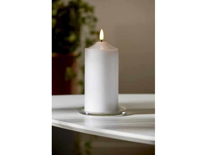 Star Trading LED-Kerze Pillar Flamme 7.5 cm x 17 cm, Weiss