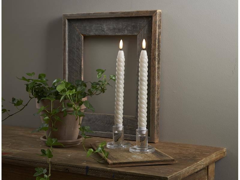 Star Trading LED-Kerzen Set Dinner Flamme Swirl, Ø 2.3 cm x 250 mm, Beige
