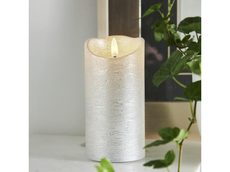 Star Trading LED-Kerzen Set Flamme Rustic, Ø 75 cm x 150 mm, Silber