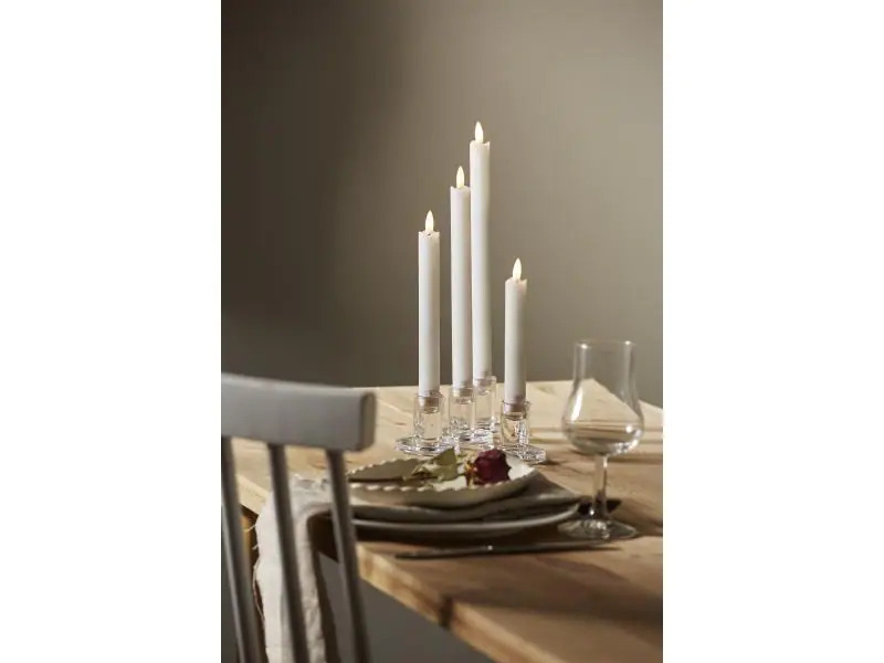 Star Trading LED-Stabkerzen Set Pillar Dinner 2.1 cm x 28.5 cm, Weiss