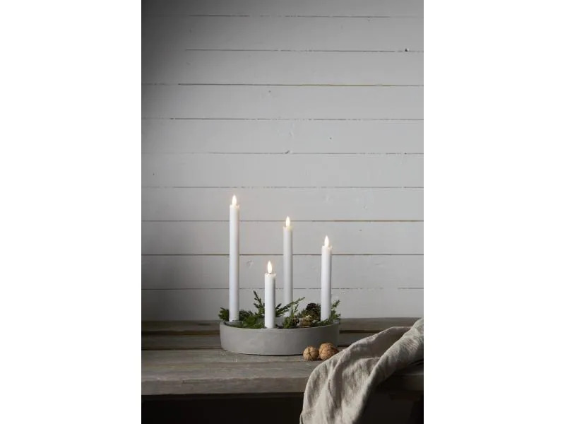 Star Trading LED-Stabkerzen Set Pillar Dinner 2.1 cm x 28.5 cm, Weiss