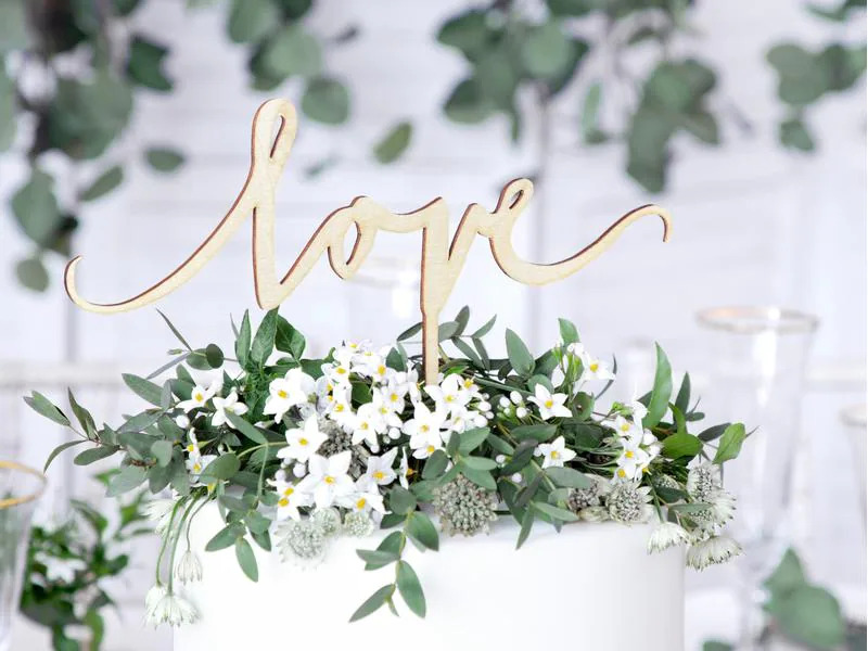 Partydeco Kuchen-Topper Love 23 x 16 cm, Holz, 1 Stück, Braun