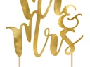 Partydeco Kuchen-Topper Mr &amp; Mrs 25.5 cm, 1 Stück, Gold