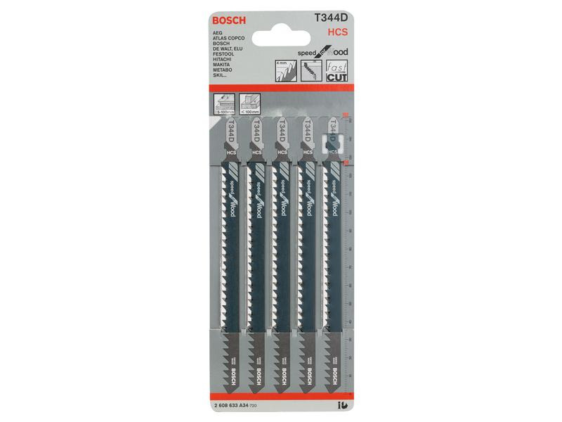 Bosch Professional Stichsägeblatt T 344 D Speed for Wood, 5 Stück