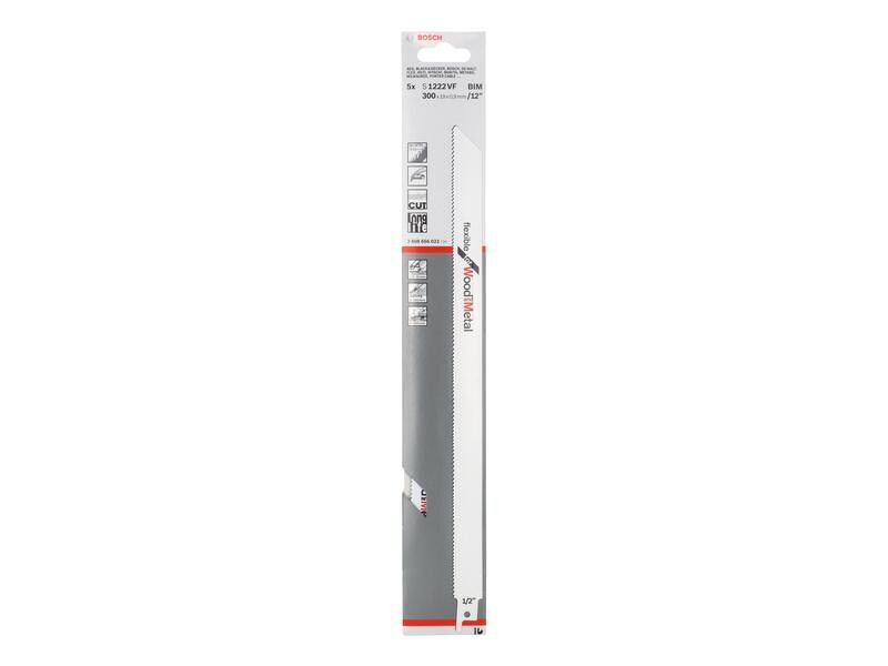 Bosch Professional Säbelsägeblatt S 1222 VF Flexible Wood and Metal, 5 Stück