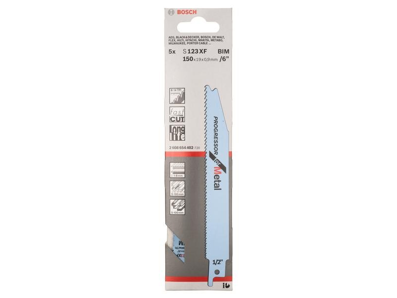 Bosch Professional Säbelsägeblatt S 123 XF Progressor for Metal, 5 Stück