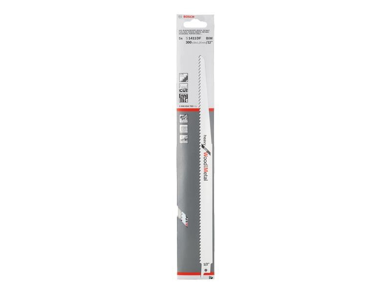 Bosch Professional Säbelsägeblatt S 1411 DF Heavy Wood and Metal, 5 Stück