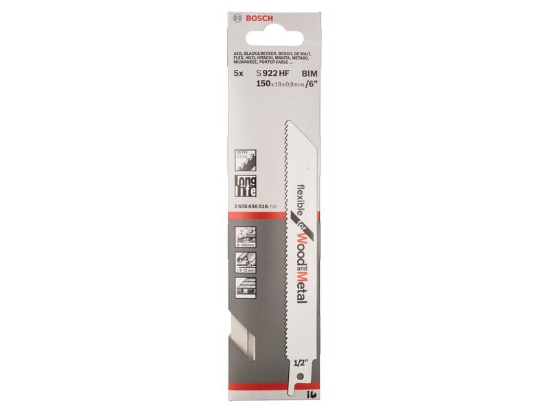 Bosch Professional Säbelsägeblatt S 922 HF Flexible Wood and Metal, 5 Stück