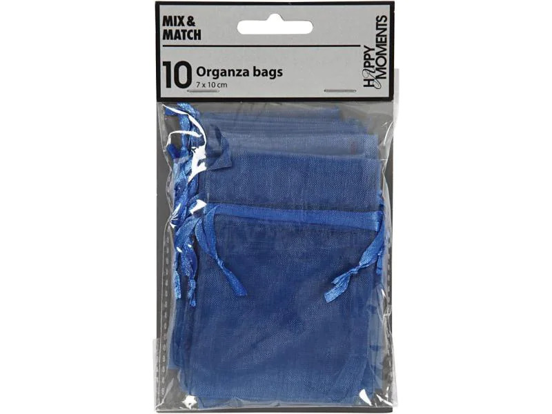 Creativ Company Organzabeutel Organza 7 x 10 cm Blau, 10 Stück