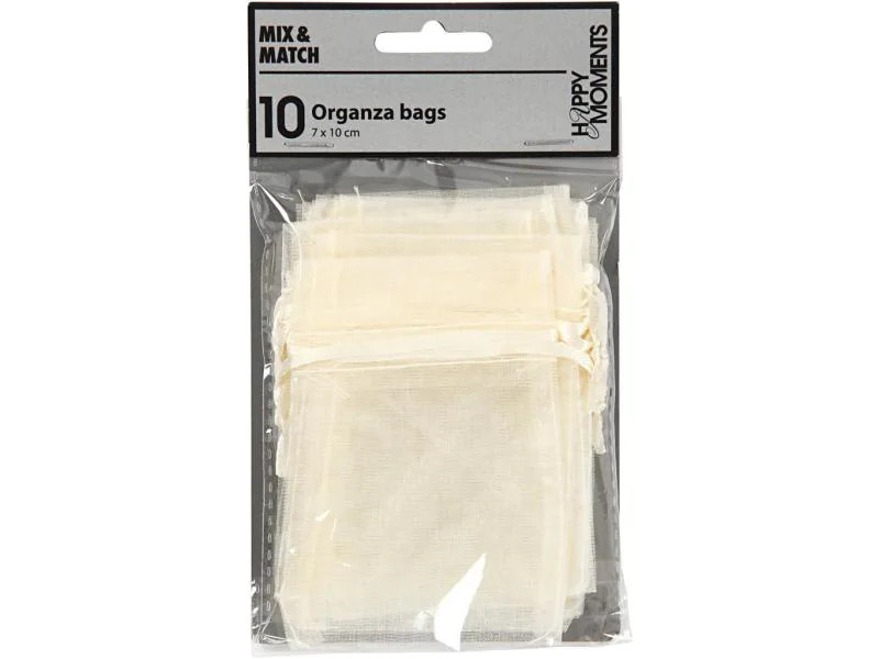 Creativ Company Organzabeutel Organza 7 x 10 cm Crème, 10 Stück
