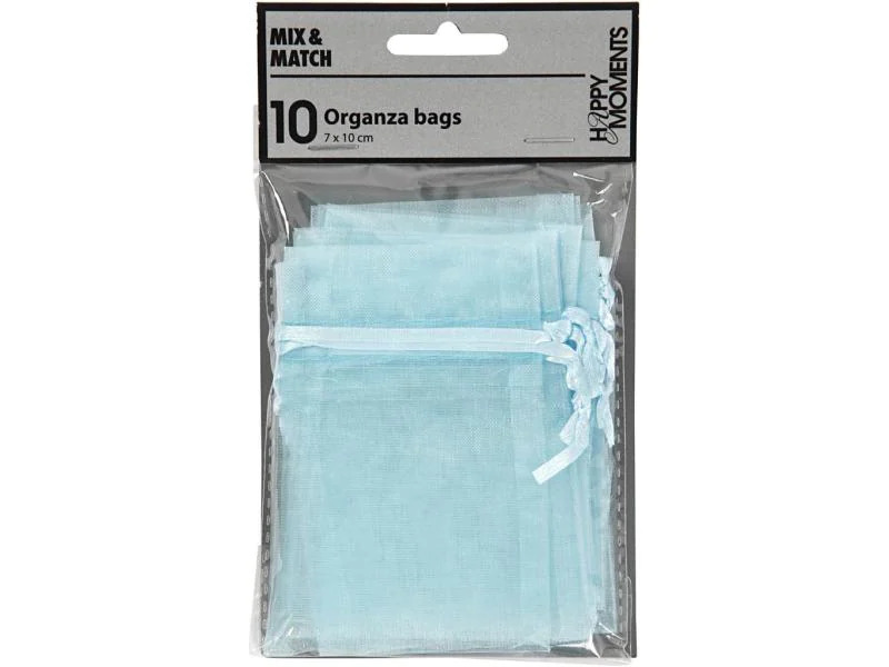 Creativ Company Organzabeutel Organza 7 x 10 cm Hellblau, 10 Stück