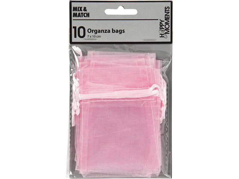 Creativ Company Organzabeutel Organza 7 x 10 cm Rosa, 10 Stück