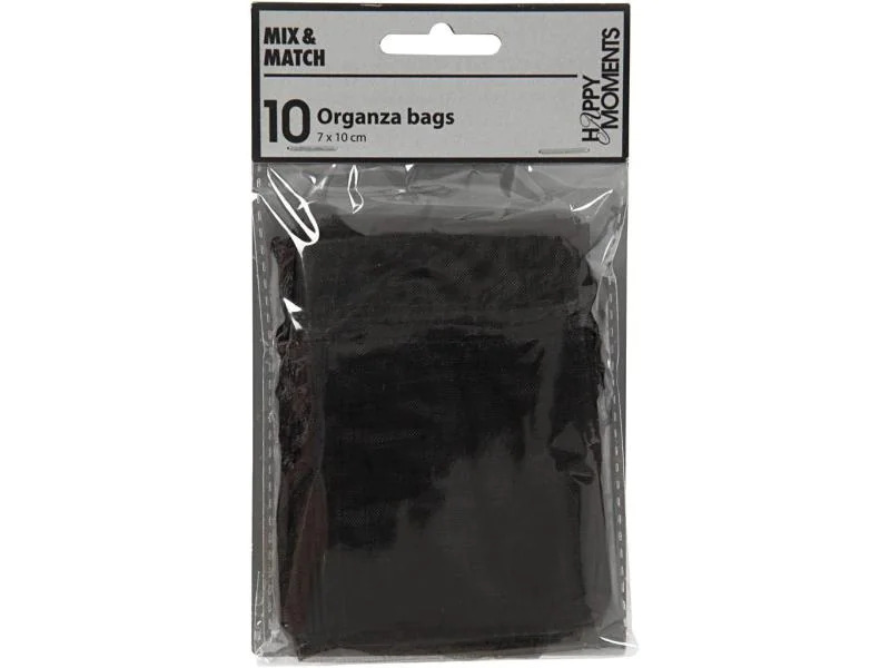 Creativ Company Organzabeutel Organza 7 x 10 cm Schwarz, 10 Stück