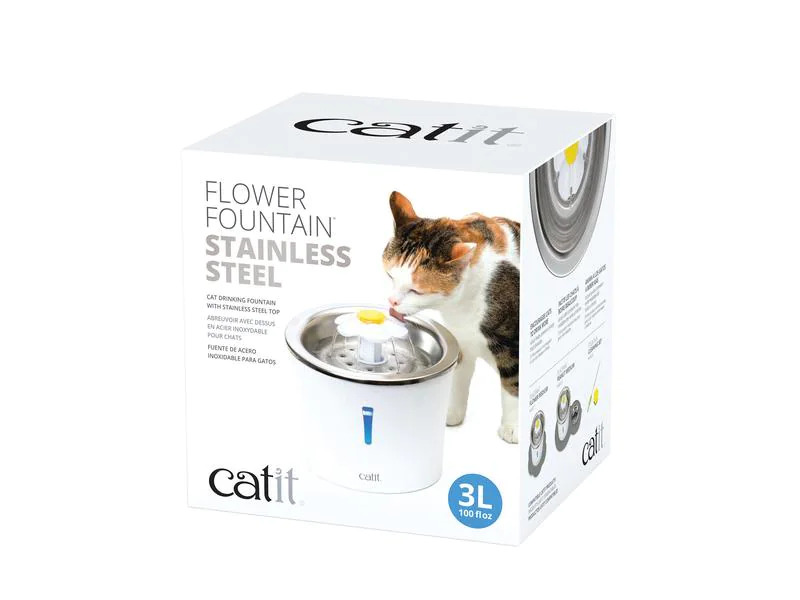 Catit Wasserautomat Flower Fountain Stahl, 3 l