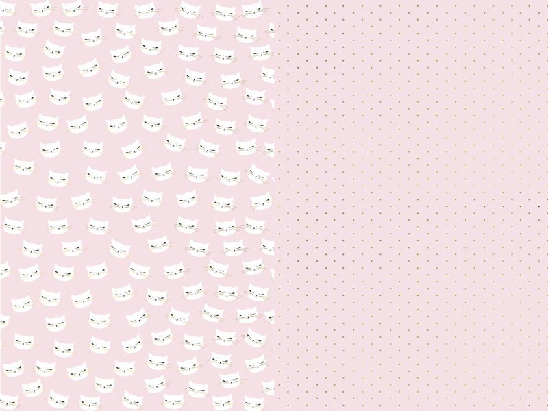Partydeco Geschenkpapier Katze 70 x 200 cm, 2 Stück, Rosa/Weiss