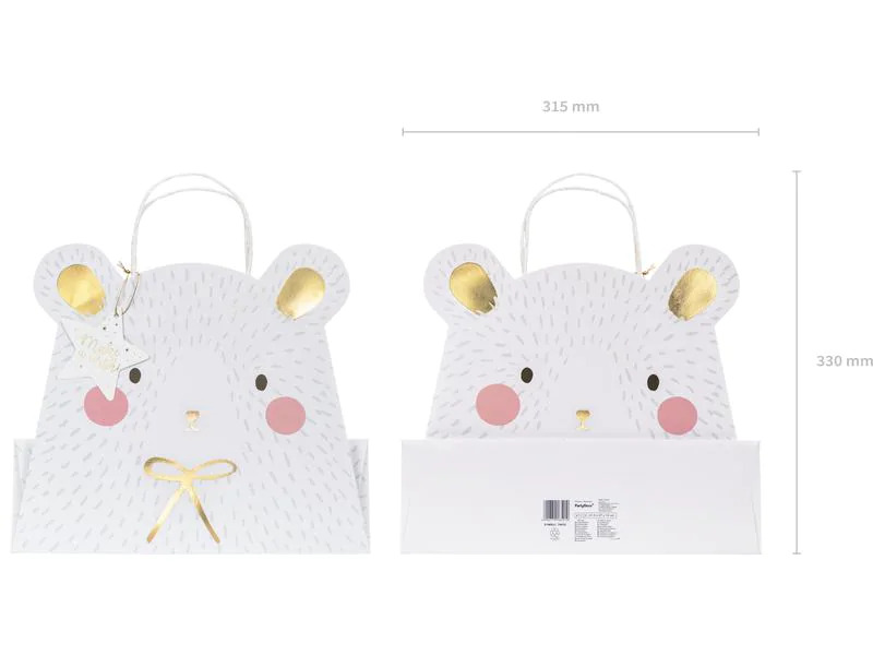 Partydeco Geschenktasche Eisbär 31.5 x 27 x 10 cm, Weiss