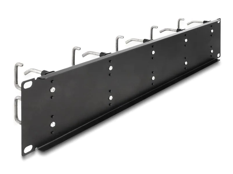 Delock Kabelführungspanel mit 10 Metallbügel 2 HE 19 Rack, Silber