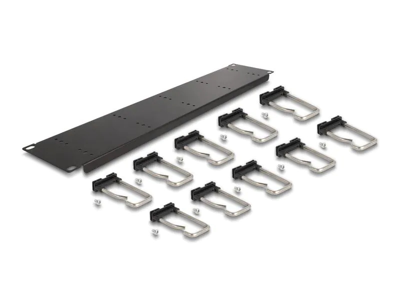 Delock Kabelführungspanel mit 10 Metallbügel 2 HE 19 Rack, Silber