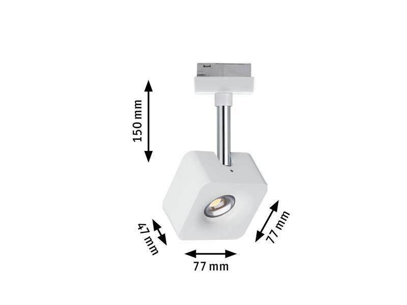Paulmann LED Schienenspot URail Cube, 8 W, 2700 K, Weiss/ Chrom