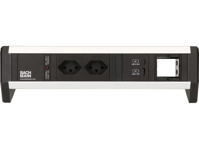 Bachmann Tischsteckdosenleiste DESK 1, 2x T13, 1x USB A/C, 1x Custom