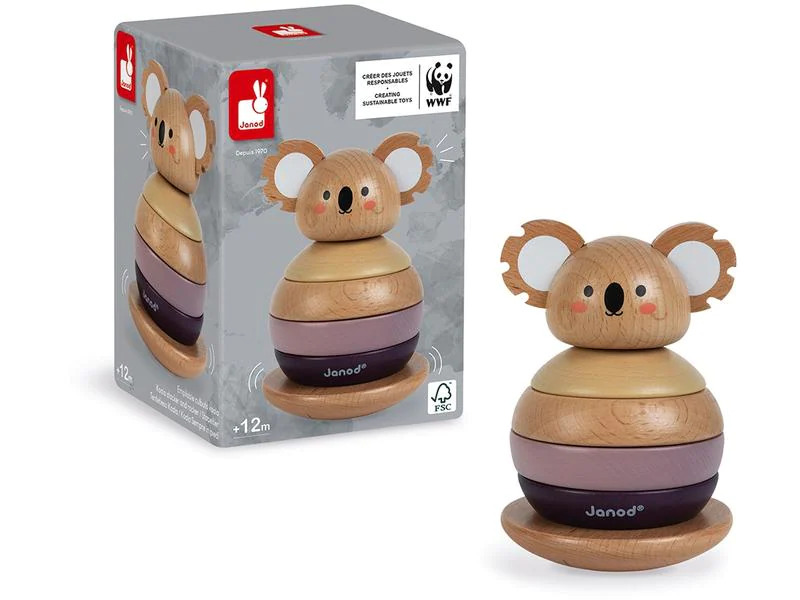 Janod Stapelspielzeug Stehaufkoala aus Holz