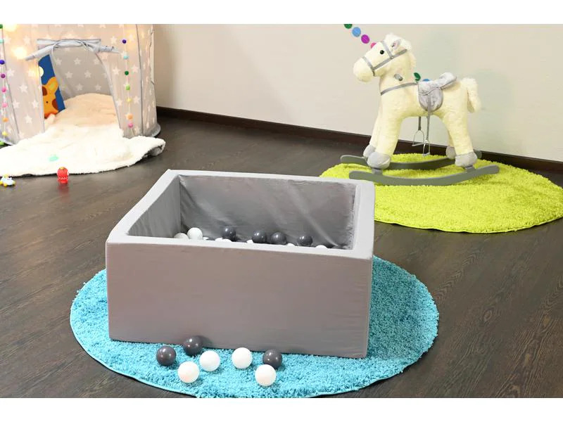 Knorrtoys Bällebad soft – eckig grey 100 balls grey/white