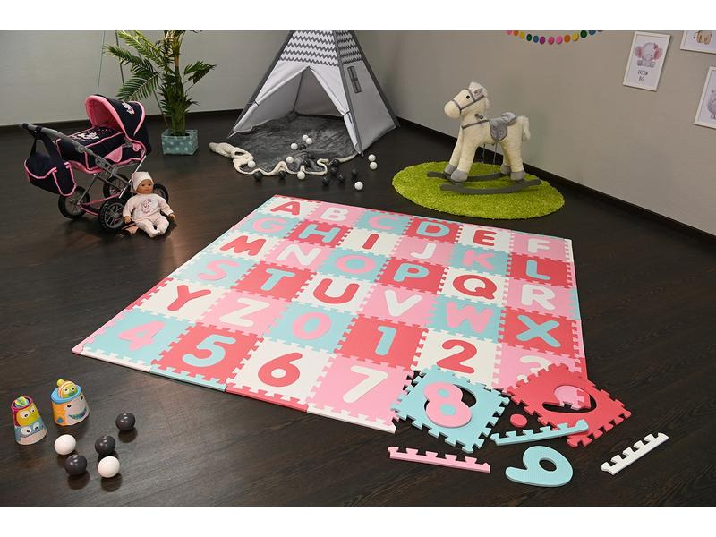 Knorrtoys Puzzlematte Alphabet + Zahlen pink-rosa