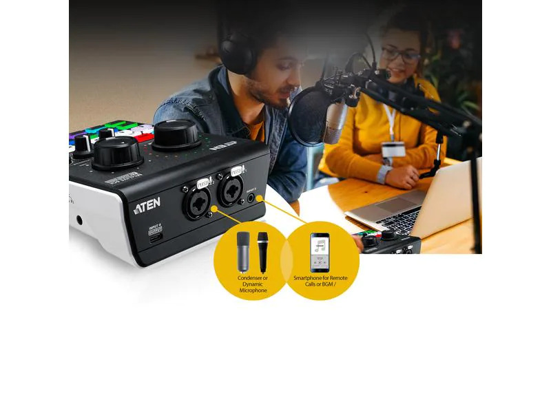Aten Mischpult UC8000 MicLive 6CH Audio Mixer