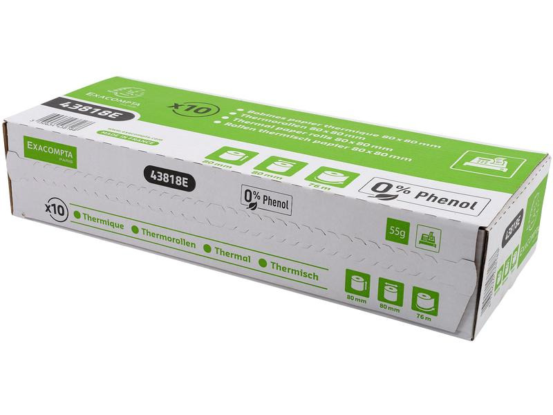 Exacompta Thermo-Papierrolle 80 x 80 x 12 mm, 76 m, 10 Stück