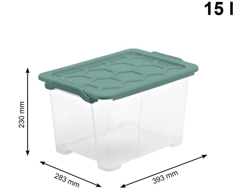 Rotho Aufbewahrungsbox Evo Safe 15 l, Grün/Transparent