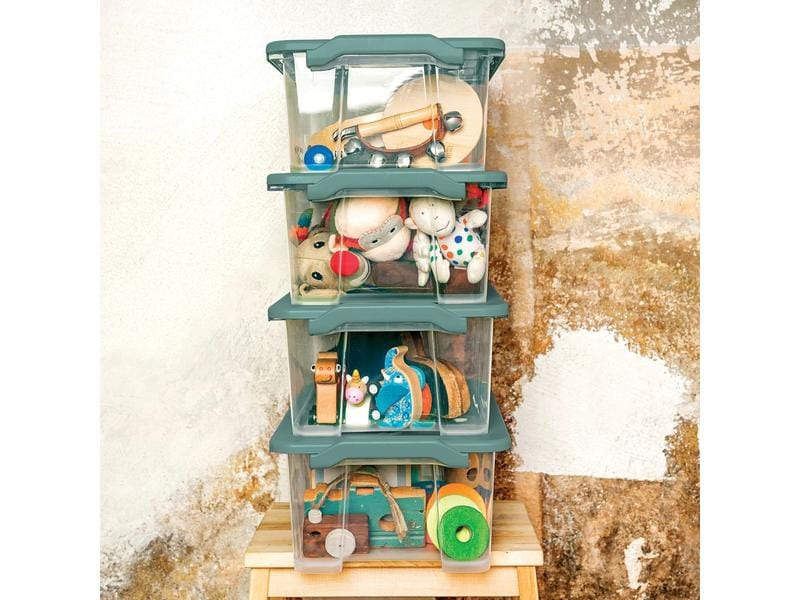 Rotho Aufbewahrungsbox Evo Safe 15 l, Grün/Transparent
