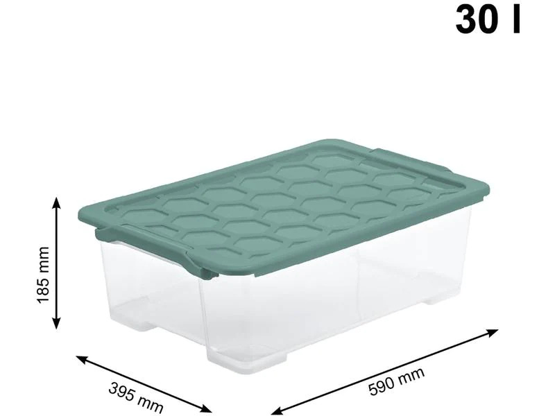 Rotho Aufbewahrungsbox Evo Safe 30 l, Grün/Transparent