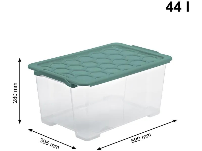 Rotho Aufbewahrungsbox Evo Safe 44 l, Grün/Transparent