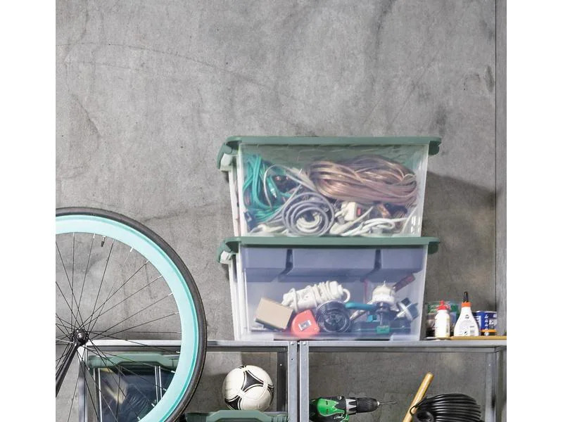 Rotho Aufbewahrungsbox Evo Safe 44 l, Grün/Transparent