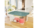 Rotho Aufbewahrungsbox Evo Safe 44 l, Grün/Transparent