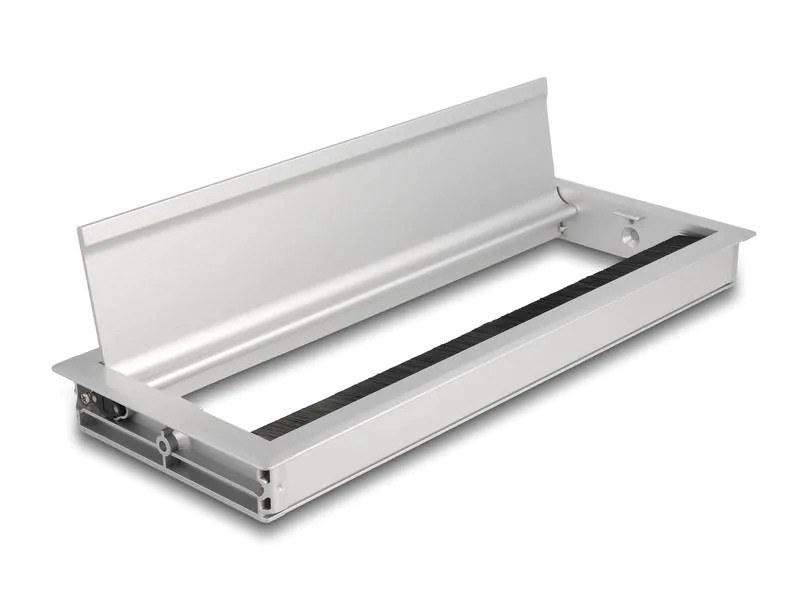 Delock Einbaurahmen für Tisch mit Bürste 300x120x28mm, Silber