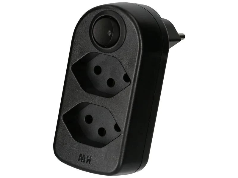 Max Hauri Mehrfachstecker maxADAPT 2 x T13 mit Schalter, Schwarz