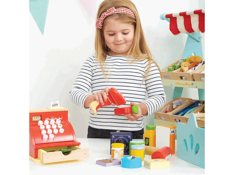 LE TOY VAN Spiel-Lebensmittel Gefüllter Einkaufskorb &amp; Scanner