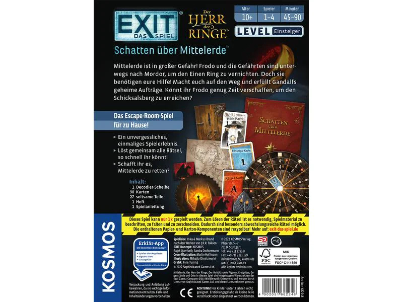 Kosmos Kennerspiel EXIT: Schatten über Mittelerde