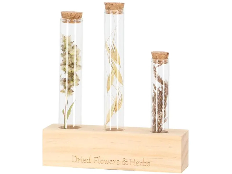 Esschert Design Vase Reagenzglas M 3 Gläser, 17.5 cm, Nature/Transparent