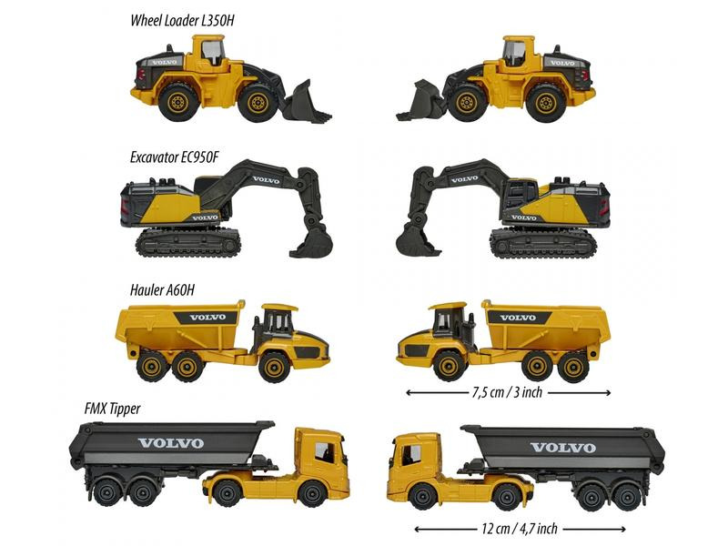 Majorette Baustellenfahrzeug Volvo Construction 4er-Geschenkset