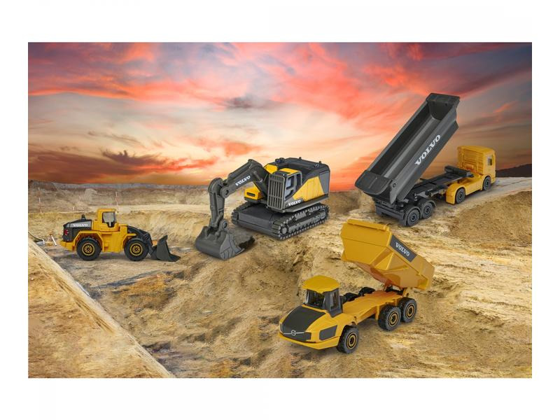 Majorette Baustellenfahrzeug Volvo Construction 4er-Geschenkset