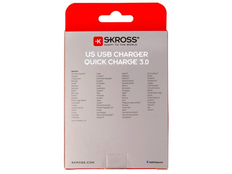 SKROSS Reisenetzteil US USB Charger - Quick Charge 3.0 500 mA,
