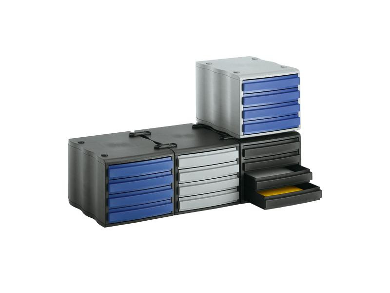 Styro Schubladenbox Styrowave 5 Schubladen, Grau/Blau