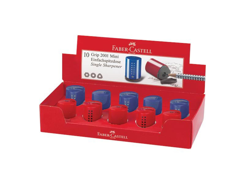 Faber-Castell Spitzer Grip 2001 Mini 10 Stück, Blau und Rot