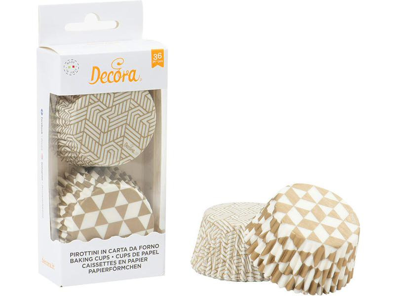 Decora Mini Muffin-Backform geometrisch ø 5 cm, Gold, 36 Stück
