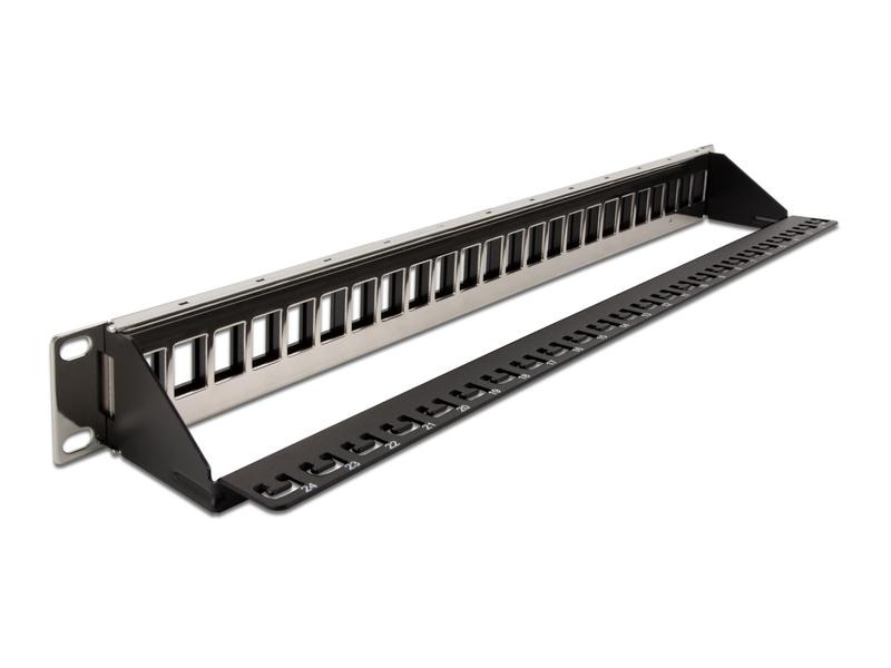 Delock Patchpanel Keystone 24 Port mit Entlastungsschiene 19 Rack