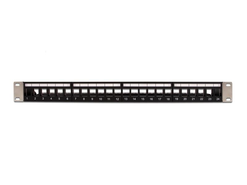 Delock Patchpanel Keystone 24 Port mit Entlastungsschiene 19 Rack