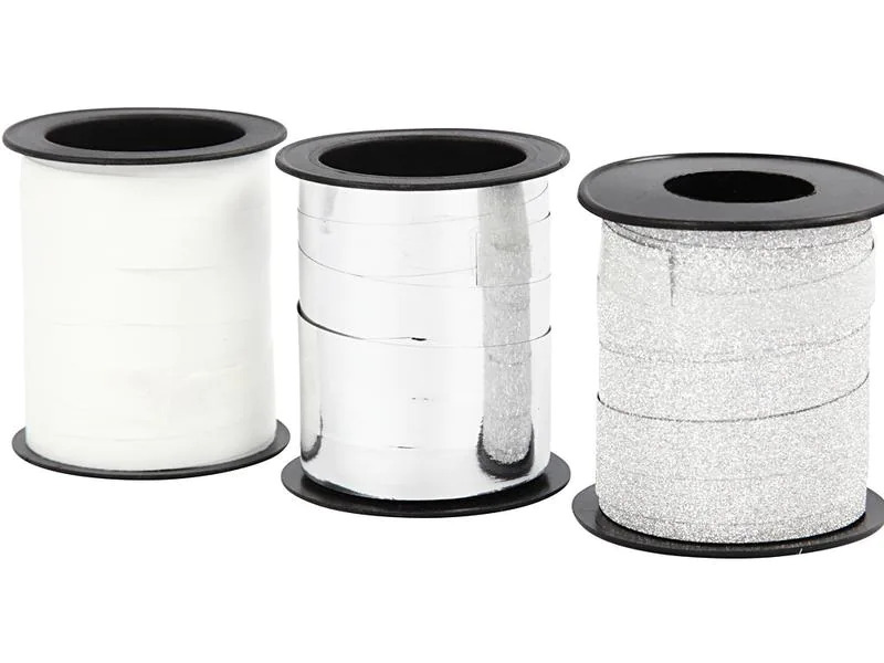 Creativ Company Geschenkband Weihnachtlich 15 m, Silber, 3 Stück