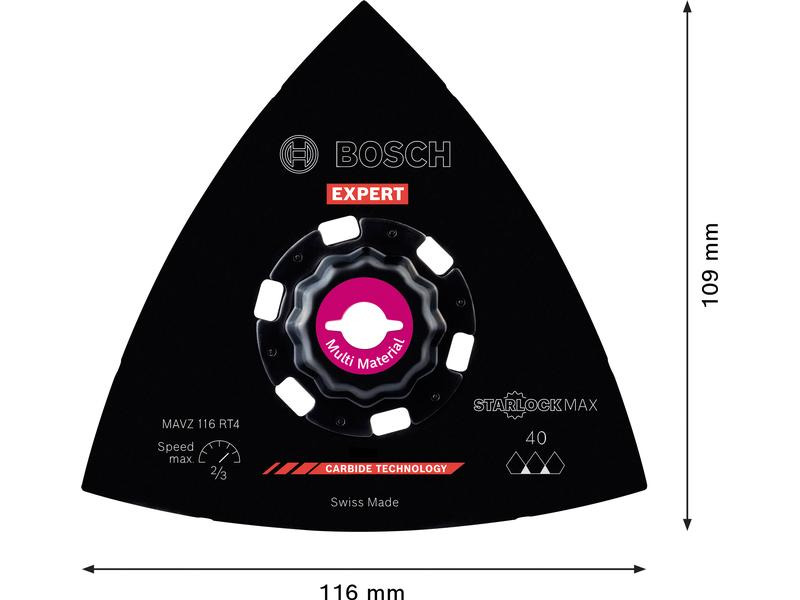 Bosch Professional Schleifplatte Expert Starlock MAVZ 116 RT4, 116 mm, Carbide